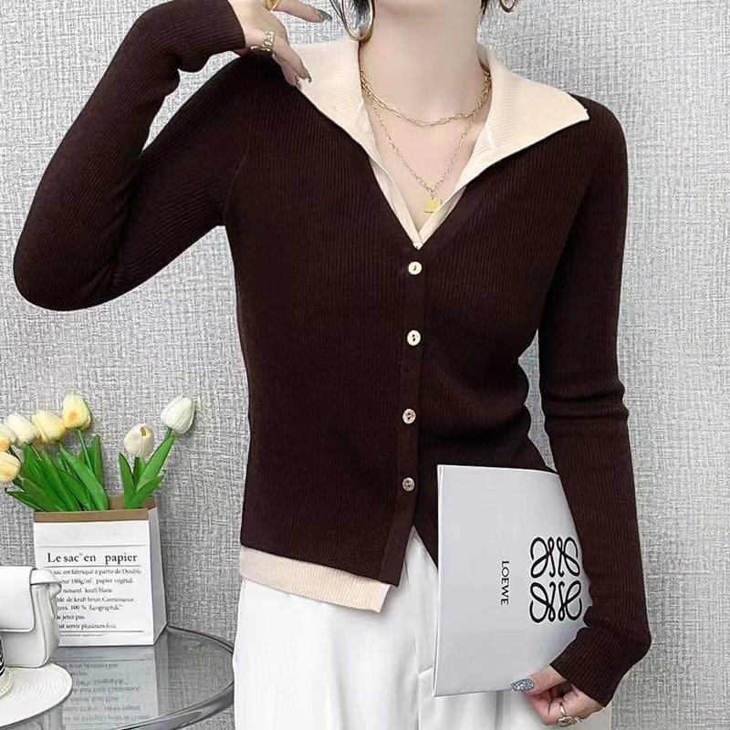 New slim Fit Fake Two-Piece Knit Cardigan 52