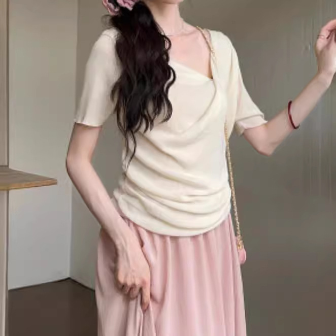 Solid color short-sleeved all-match top 8 01