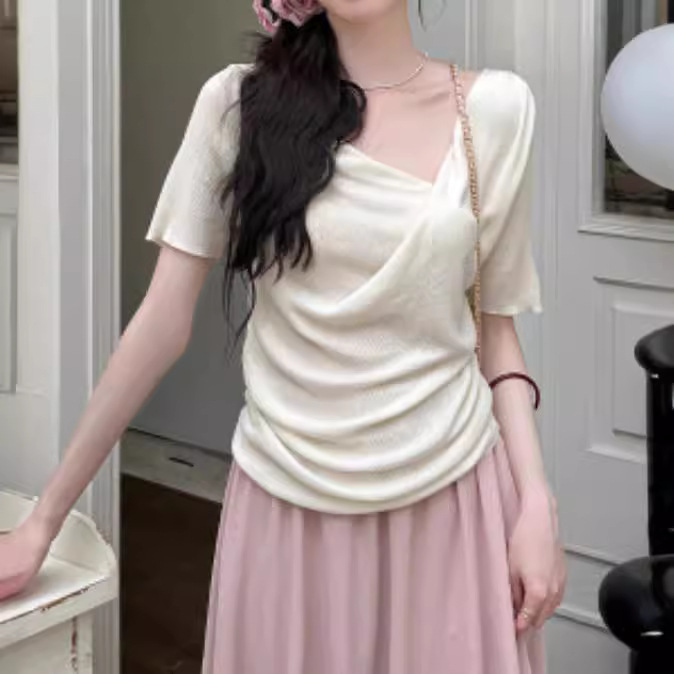 Solid color short-sleeved all-match top 8