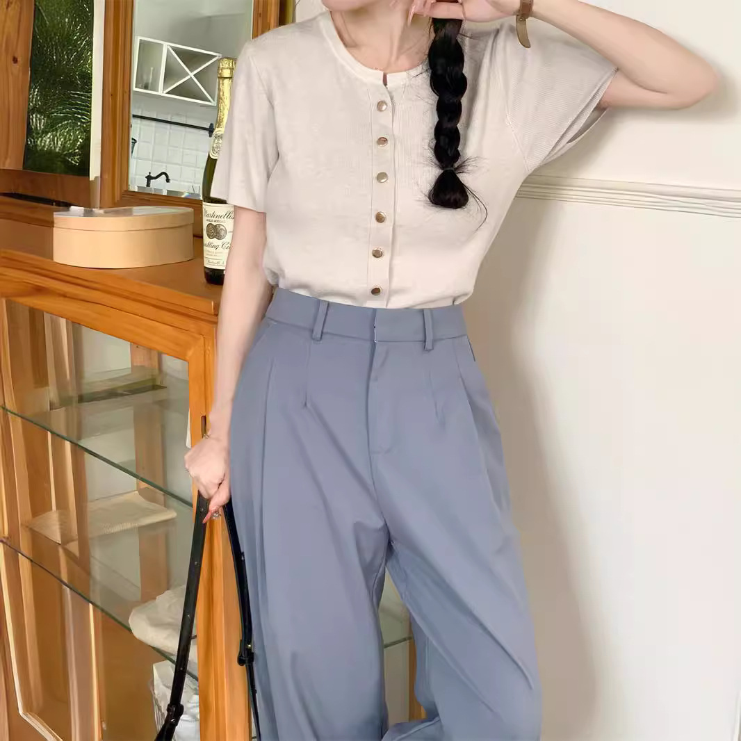 Solid color temperament slim fit knitted cardigan top 6