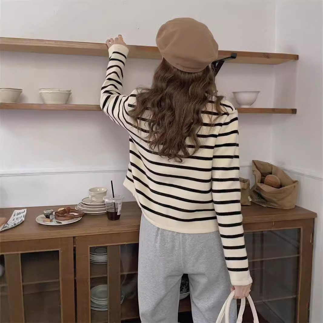 Retro Chanel style striped short loose coat 24