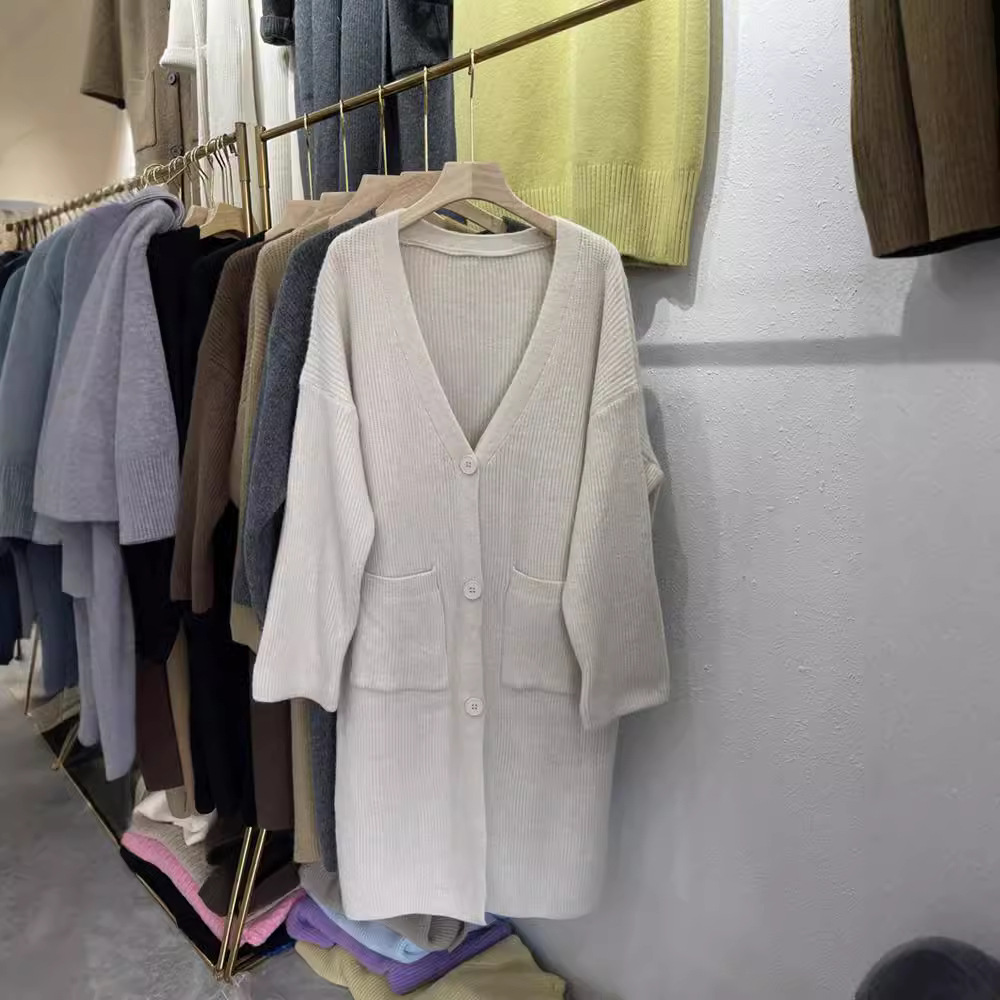 Lazy style knee-length sweater cardigan coat 29